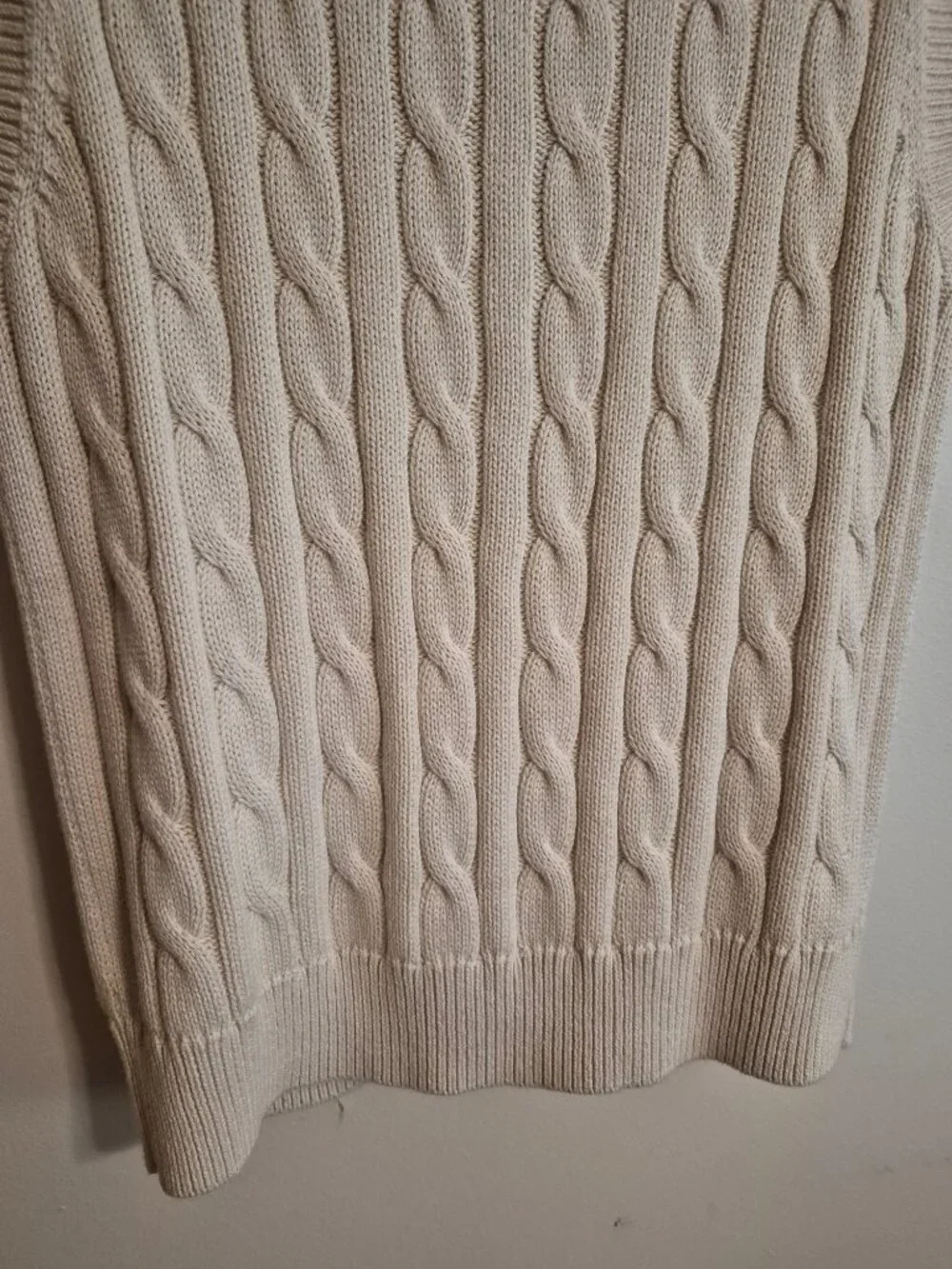 J Crew Organic Cotton Grandpa Core Cable Knit V-Neck Cardigan Vest